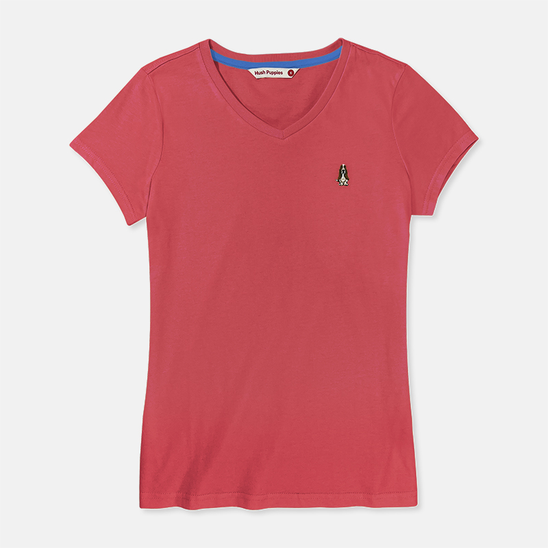 HUSH PUPPIES LADIES V-NECK TEE  100% COTTON  #HLT856763