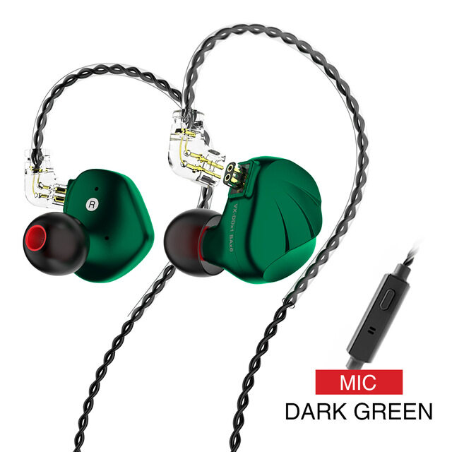 TRN VX 1DD 6BA Metal Headset Hybrid Units In Ear Earphones Monitor HIFI Earbuds Noise Cancelling Earphones TRN V90 BA5 V20 ZSX