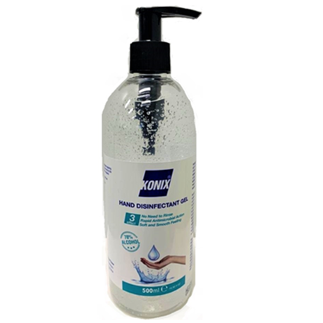 Konix Hand Sanitizer Gel, 70% Ethyl Alcohol, 500ml bottle
